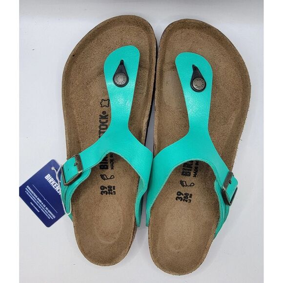 Birkenstock Gizeh Bs Birko-Flor Leather Sandals Graceful Emerald Color Sz 40 / 9 - Picture 2 of 7